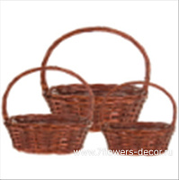 Корзина плетеная (ива), 37x30xH12/36 см - 26x20xH9/26 см, набор (3 шт) - фото 1