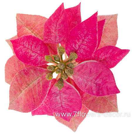 Цветок искусственный Пуансеттия (ткань), D20 см - фото 1