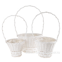 Корзина плетеная (ива), D32xH23/61 см - D22xH19/49 см, набор (3 шт) - фото 1
