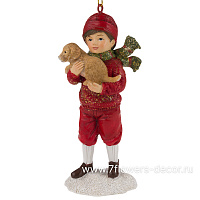 Елочная игрушка "Мальчик с собакой" (полирезин), 5,5x4xH11,5 см - фото 1