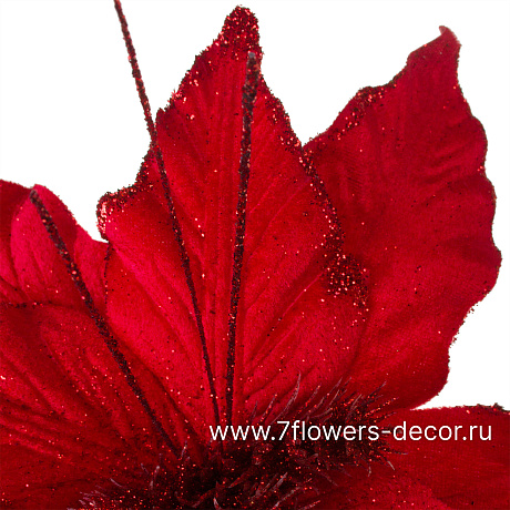 Цветок искусственный Пуансеттия (ткань), 31х31 см - фото 2