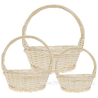 Корзина плетеная (ива), D35xH12/36 см - 23xH10/27 см, набор (3 шт) - фото 1