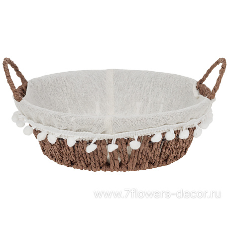 Корзина плетеная (бумага, ткань), D24xH8 см - фото 1