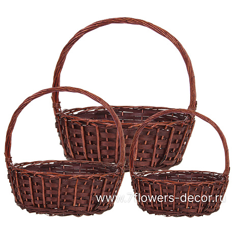 Корзина плетеная (ива), 36x28xH11/33 см - 25x18xH9/24 см, набор (3 шт) - фото 1