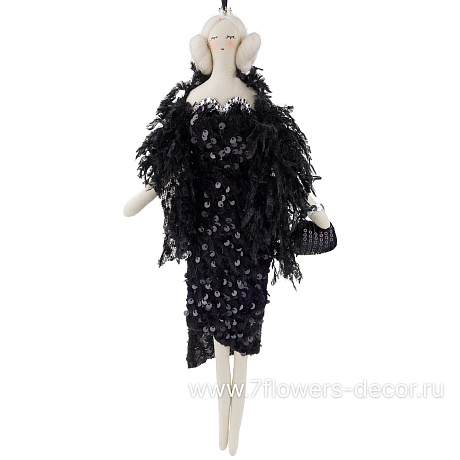 Елочная игрушка Дама (ткань), 18xH39 см - фото 1