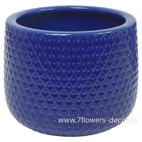 Кашпо Nobilis Marco Royal Blue Relief Jar (керамика), D31хH25 см - фото 1