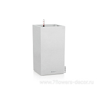 Кашпо Lechuza "Canto Stone Complete quarz white" (пластик), 30x30xH57 см - фото 1