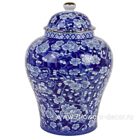 Ваза "Шинуазри Королевский синий" (керамика), D18xH28 см, с крышкой - фото 1