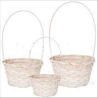 Корзина плетеная (бамбук), D21xH10/36 см - D16xH10/32 см, набор (3 шт) - фото 1