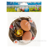 Гнездо с яйцами декоративное, D12 см - фото 1