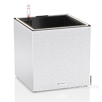Кашпо Lechuza "Canto Stone LED Low Complete quarz white" (пластик), 30x30xH31 см - фото 1