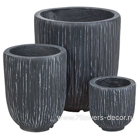 Кашпо Nobilis Marco Ribs graphite Jar (файберклэй), D18хH20 см - фото 3