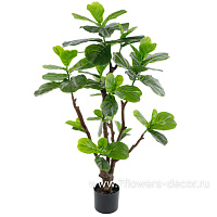 Дерево искусственное в кашпо "Фикус Лирата люкс", Н120 см, 69 листьев - фото 1