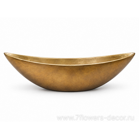 Кашпо Nobilis Marco Янтарь-металлик/ Лодка, янтарный (полистоун), 87x20xH19,5 см - фото 1