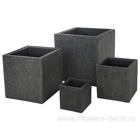 Кашпо Nobilis Marco Rock2-grey Cube (полистоун), 50х50хH50 см, с тех.горшком - фото 3