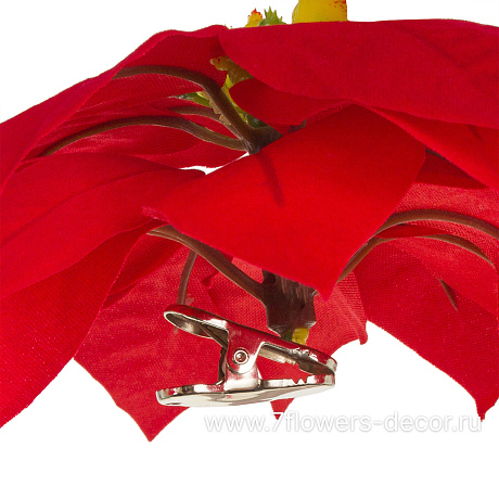 Цветок искусственный Пуансеттия (ткань), D20 см - фото 2