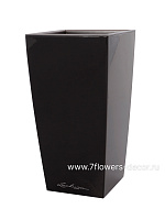Кашпо Lechuza "Cubico Complete black high gloss" (пластик), 40x40xH75 см - фото 1