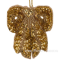 Елочная игрушка "Бантик" (бисер, пайетки), 9xH10 см - фото 1