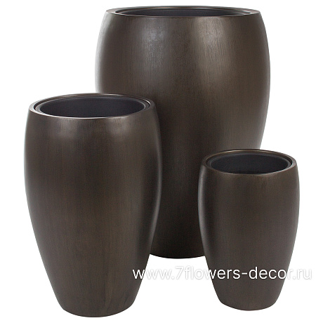 Кашпо Nobilis Marco Pab-coal Round (полистоун), D32хH49 см, с тех.горшком - фото 3