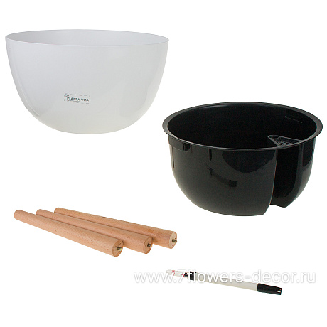 Кашпо PLANTA VITA Round Silk white WL с автополивом (пластик), D49xH55 см - фото 2