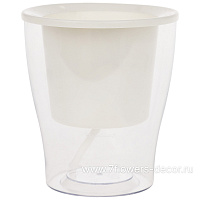 Кашпо PLANTA VITA "Вазон. Урбаника/ Белый прозрачный" с фитильным поливом (пластик), D11xH12 см - фото 1