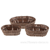 Кашпо плетеное (пластик), 21x13xH8 см - 29x21xH8 см, набор (3 шт) - фото 1