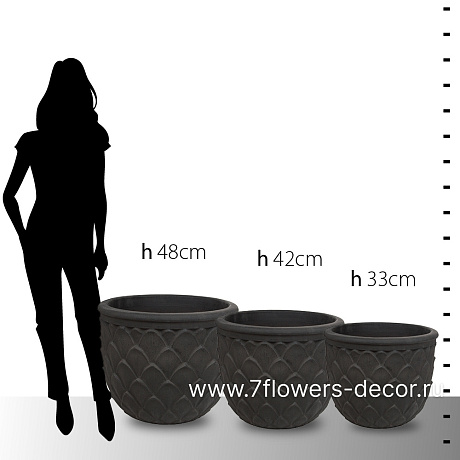 Кашпо Nobilis Marco Stone Leaves Round (терракота), D59хH48 см - фото 2