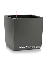 Кашпо Lechuza "Cube Premium Complete charcoal metallic" (пластик), 50x50xH50 см - фото 1