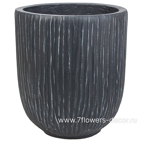 Кашпо Nobilis Marco Ribs graphite Jar (файберклэй), D18хH20 см - фото 1