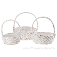 Корзина плетеная (ива), 49x40xH16/44 см - 37x28xH12/32 см, набор (3 шт) - фото 1