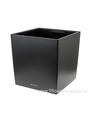 Кашпо Lechuza "Cube Premium Complete charcoal metallic" (пластик), 40x40xH40 см