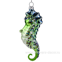 Елочная игрушка "Морской конек" (стекло), 5x3,5xH14 см - фото 1