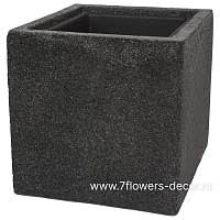 Кашпо Nobilis Marco "Rock2-grey Cube" (полистоун), 30х30хH30 см, с тех.горшком - фото 1
