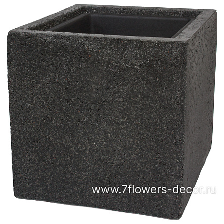 Кашпо Nobilis Marco Rock2-grey Cube (полистоун), 30х30хH30 см, с тех.горшком - фото 1