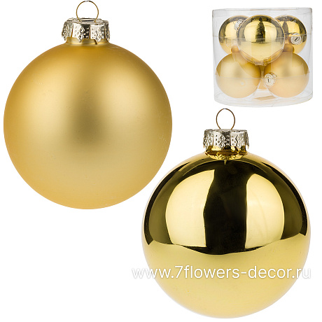 Елочная игрушка Шар (стекло), D8 см, набор (6 шт) - фото 1