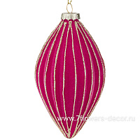 Елочная игрушка "Олива" (бархат, стекло), D7xH13 см - фото 1