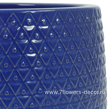 Кашпо Nobilis Marco Royal Blue Relief Jar (керамика), D41хH33,5 см - фото 2