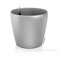 Кашпо Lechuza "Classico Complete silver metallic" (пластик), D70xH64 см - фото 1