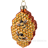 Елочная игрушка "Улей и пчелы" (стекло), 6x2xH9 см - фото 1