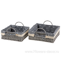 Кашпо плетеное (бумага), 22x22xH8,5/13,5 см, 26x26xH10/15 см, набор (2 шт) - фото 1