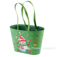 Коробка-кашпо "Новогодняя", 22,5х13,5хH15 см, с ручкой - фото 1