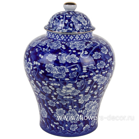 Ваза Шинуазри Blue с крышкой (керамика), D21xH33 см - фото 1