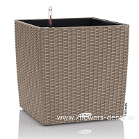Кашпо Lechuza "Cube Cottage Complete sand brown" (пластик), 40x40xH40 см - фото 1