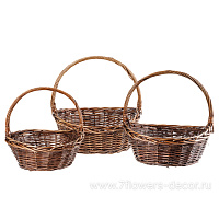 Корзина плетеная (ива), 48x43xH14/44 см - 36x31xH10/32 см, набор (3 шт) - фото 1