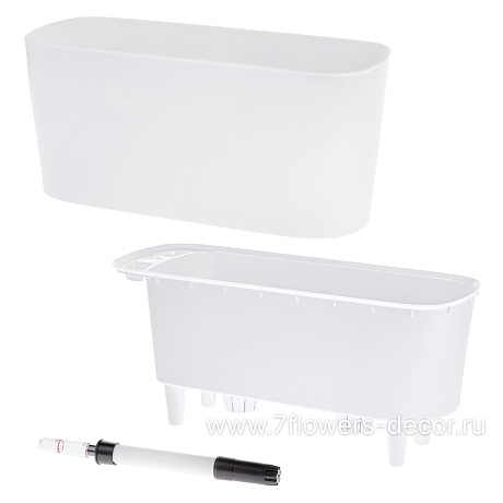 Кашпо PLANTA VITA Oval Silk white с автополивом (пластик), 40х18хH18 см - фото 2