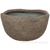 Кашпо Nobilis Marco "Stone Grey Round" (файкостоун), D46xH24 см - фото 1