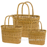 Корзина плетеная (ротанг), 28x15,5xH21/36 см - 35,5x20xH25/43,5 см, набор (3 шт) - фото 1