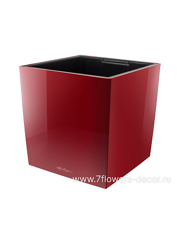Кашпо Lechuza Cube Premium Complete scarlet red high gloss (пластик), 40x40xH40 см - фото 1
