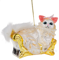 Елочная игрушка "Кошка" (стекло), 12x7xH8 см - фото 1