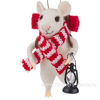 Елочная игрушка "Мышонок с лампадой" (войлок), 24x7xH11,5 см - фото 1